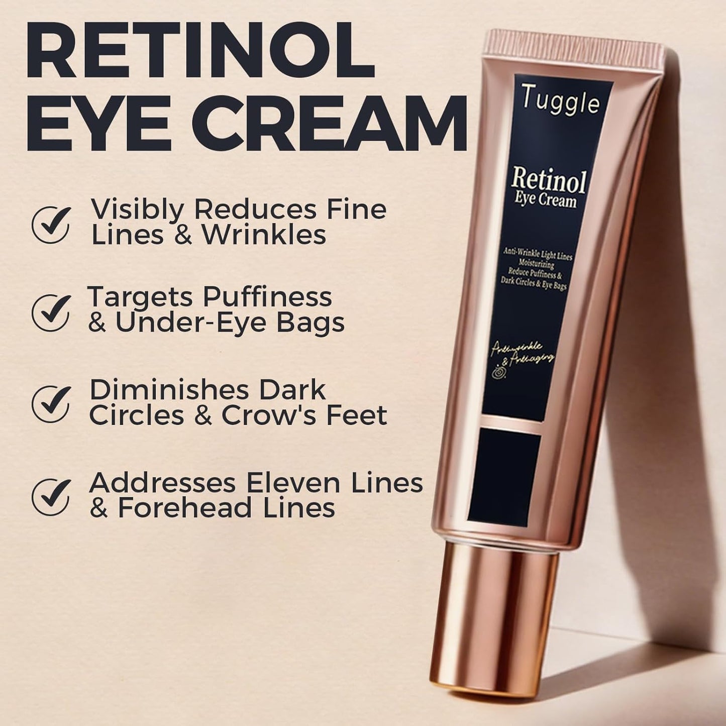 Skiennix Retinol Under Eye Cream - Anti-Aging Formula with Caffeine & Peptides for Dark Circles & Puffiness | 0.7 Fl. Oz