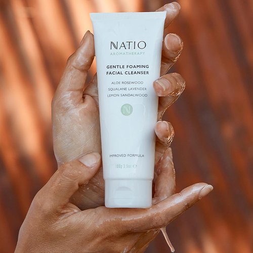Natio Australia Foaming Facial Cleanser - Gentle Aromatherapy Face Wash with Aloe Vera, 3.5 oz