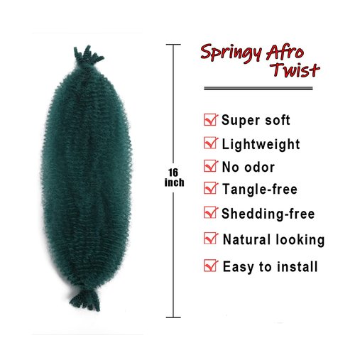 8 Packs Springy Afro Twist Hair Gureen# 16 inch Pre-Separated Kinky Marley Twist Braiding Hair Soft Synthetic Crochet for Distressed Faux Locs Spring Twist Hair Extensions for Women