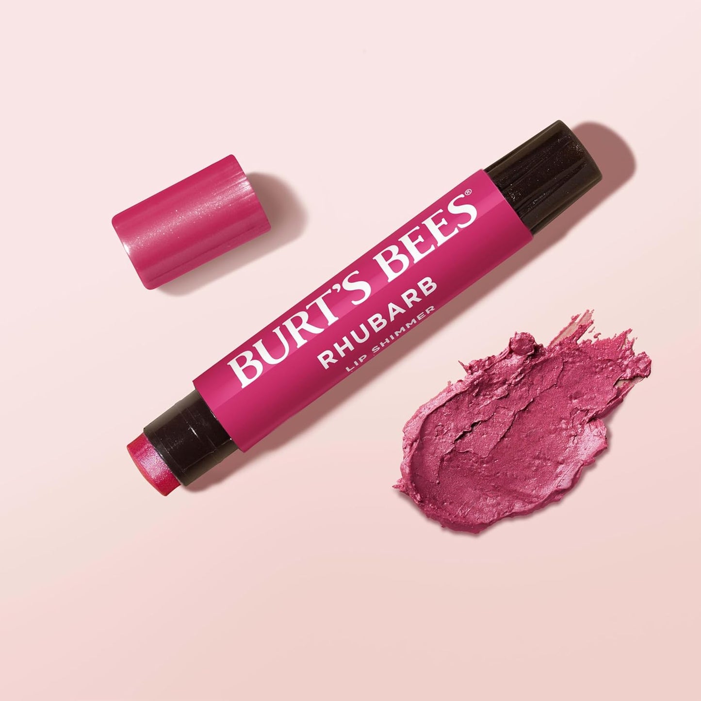 Burt's Bees Shimmer Lip Tint - Moisturizing Tinted Lip Balm Stick for All-Day Hydration | Rhubarb (1-Pack)