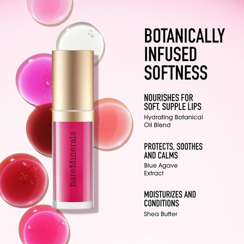 bareMinerals Nourishing Lip Oil - Ultra-Hydrating, Non-Sticky Formula with 9 Botanical Oils & Hyaluronic Acid for Soft, Smooth Lips