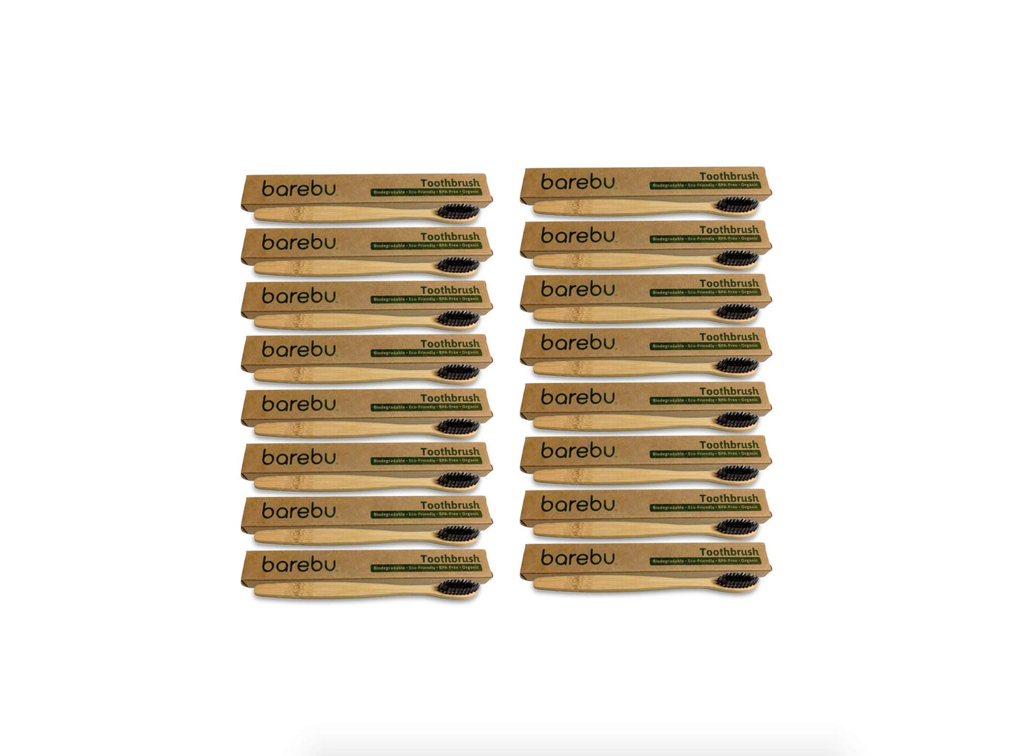 Organic, BPA-Free Bamboo Toothbrush - Biodegradable, Environment-Friendly, Natural, Compostable, Vegan - Clean Teeth, Clean Conscience, Good Oral and Heart Health (16-Pack, Black - Soft Bristle)