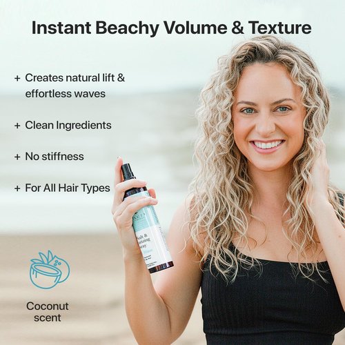 Beauty by Earth Sea Salt Spray - Aloe-Enhanced Beach Waves without Dryness, Texture & Volume Spray for All Hair Types, USA Made with Organic Ingredients, Ocean Waves Scent 6oz