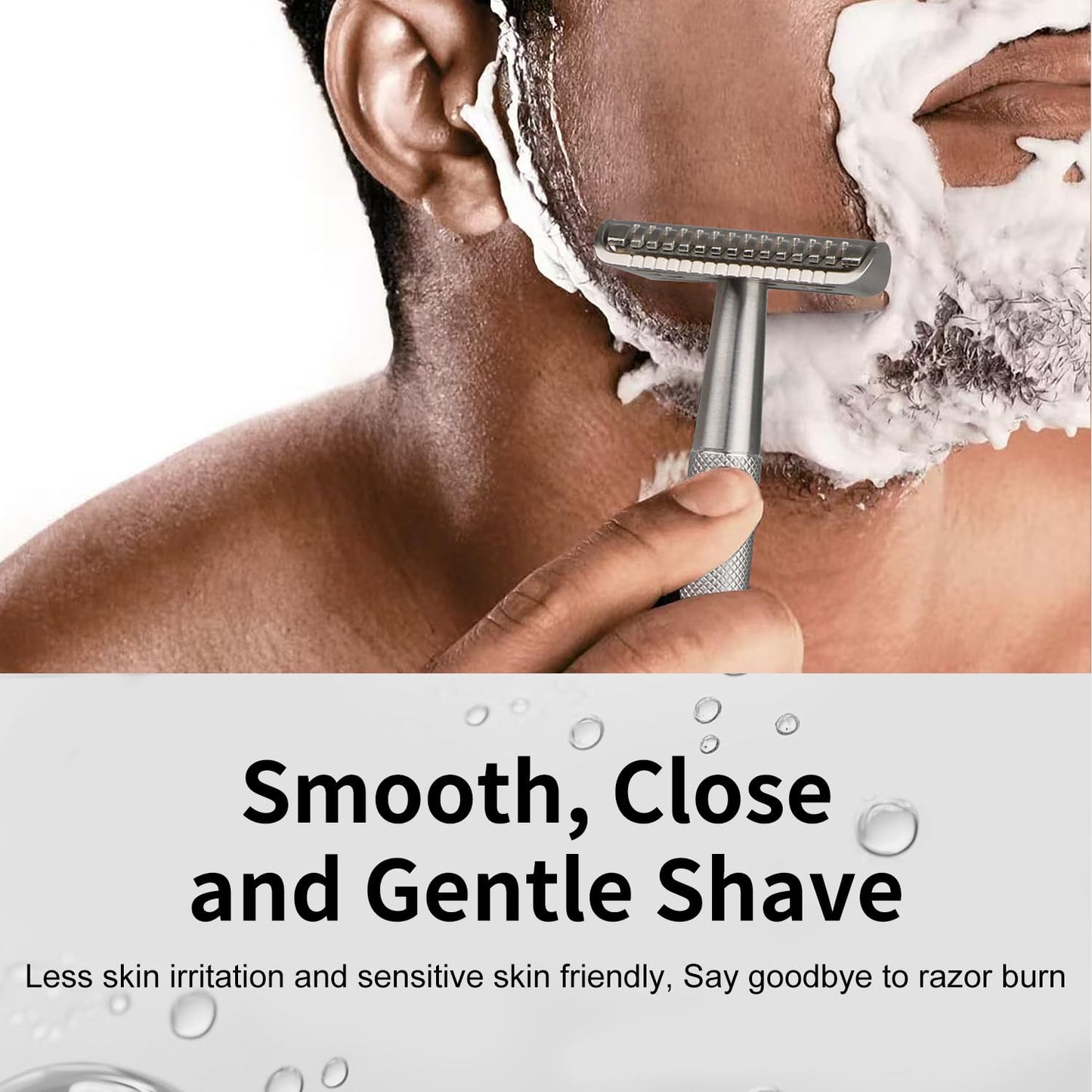 Stainless Steel Safety Razor - Single Blade Design for Men | Includes 10 Double Edge Blades, Heavy-Duty Handle, Smooth Shave, Silver Finish