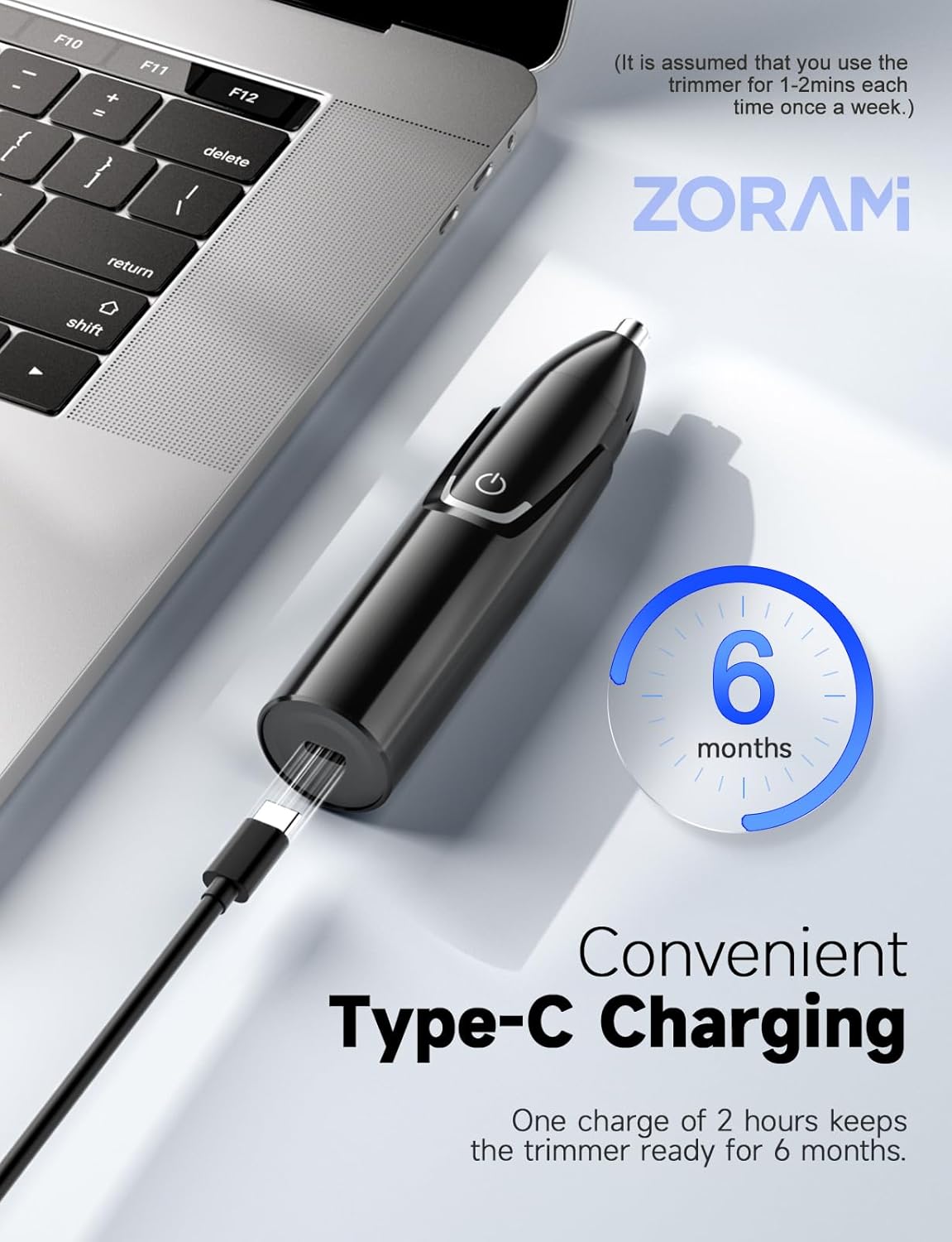 ZORAMI Rechargeable Ear and Nose Hair Trimmer - 2026 Professional Painless Eyebrow & Facial Hair Trimmer for Men Women, Powerful Motor and Dual-Edge Blades for Smoother Cutting Black