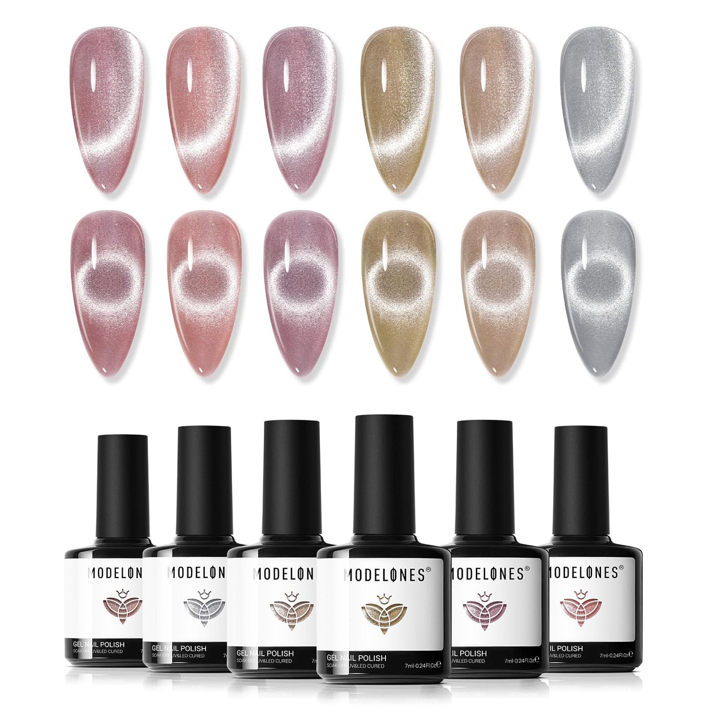 modelones Pink Gel Nail Polish Set, 6 Colors Light Soft Pink White Nude Pink Soak Off Nail Art Gel Design Manicure Kit Salon DIY Home Gift for Women Girlfriend Girl