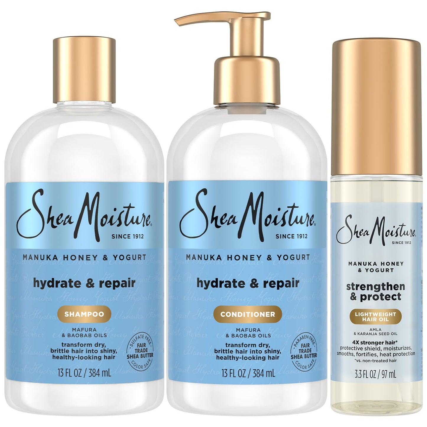 SheaMoisture Manuka Honey & Yogurt Shampoo and Conditioner Set | Hydrate, Repair & Strengthen Hair