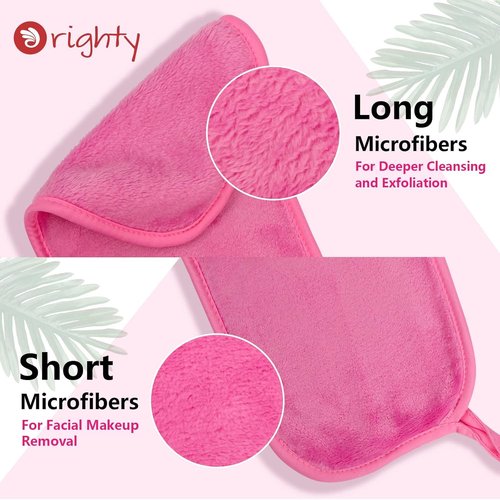 Orighty Makeup Remover Cloths - Reusable Microfiber Facial Cleansing Towels | Effortlessly Remove Makeup with Water, 15.5 x 7.5 in, Blue/Purple/Black/Pink