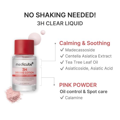 Medicube 3H Overnight Drying Lotion - Targeted Spot Treatment for Oily Skin | Calming Formula with Calamine & Tea Tree | 20ml, 0.67 fl. oz.