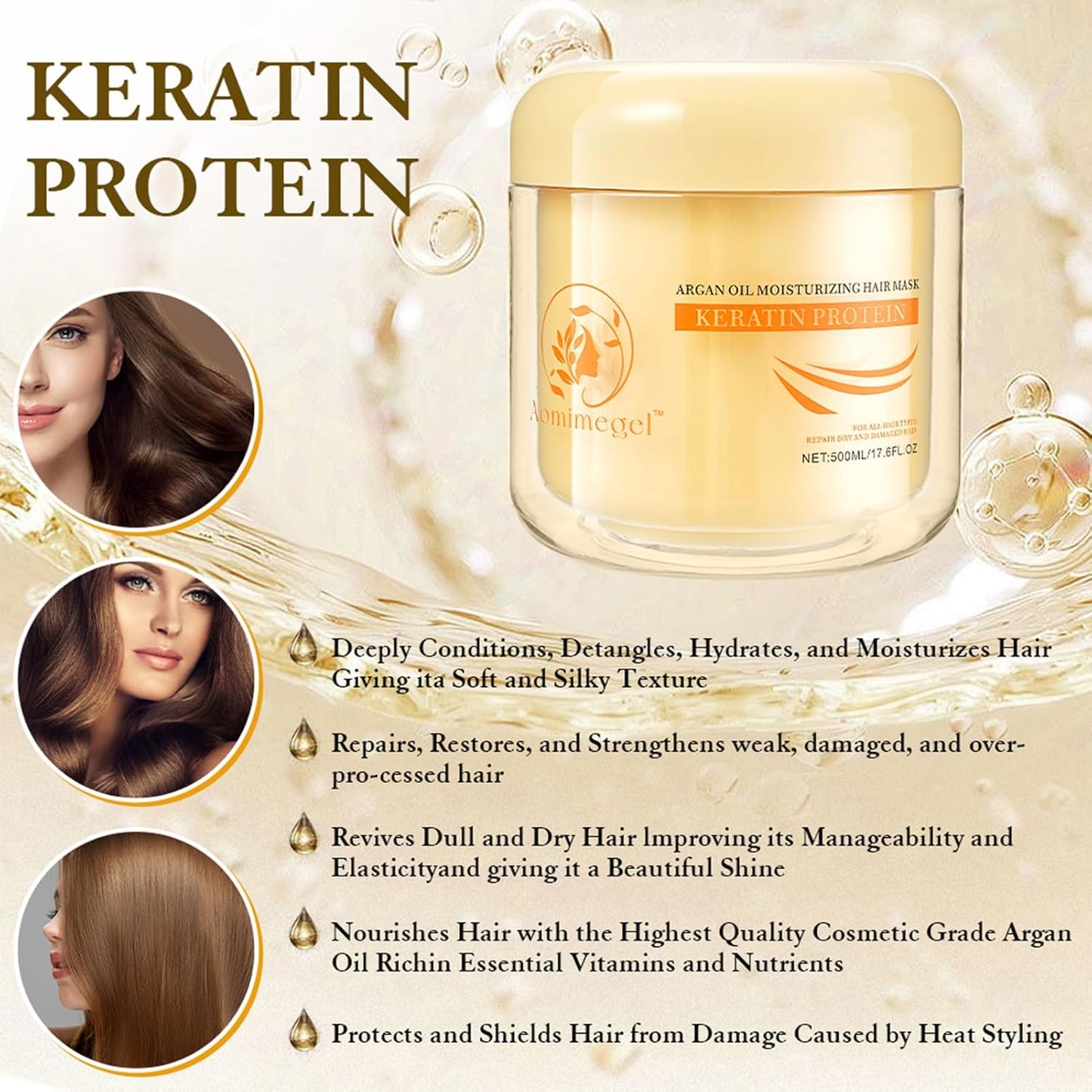 Skiennix Collagen Hair Mask - Deep Repair Conditioning Argan Oil Treatment for All Hair Types | 16.9oz (500ml)