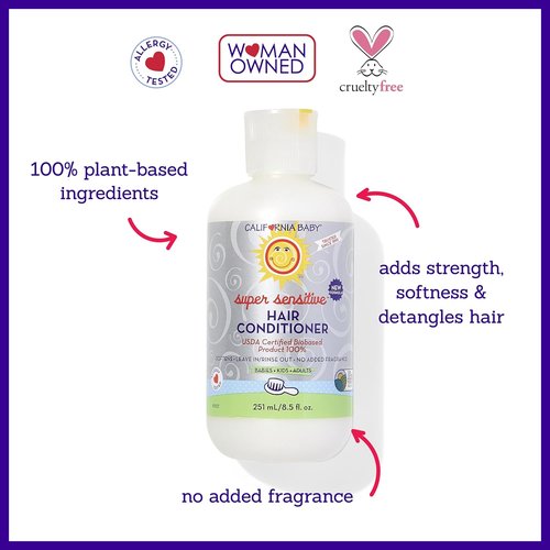 California Baby Super Sensitive Hair Conditioner - 100% Plant-Based & Fragrance-Free | 251 mL / 8.5 oz