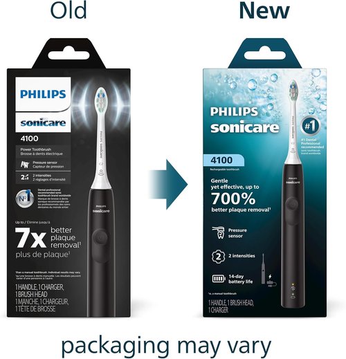Philips Sonicare 4100 Series Electric Toothbrush - Advanced Sonic Technology, Pressure Sensor, Black | Model HX3681/24