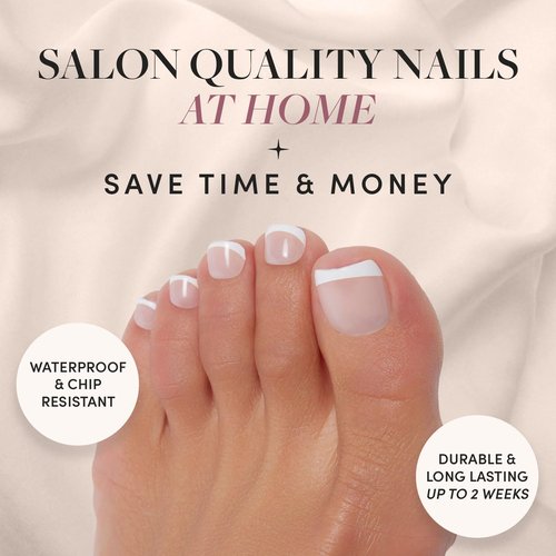 Glamnetic Press-On Nails | Ma Damn Mani Pedi | White French Tip Press-On Nails and Press-On Toenails
