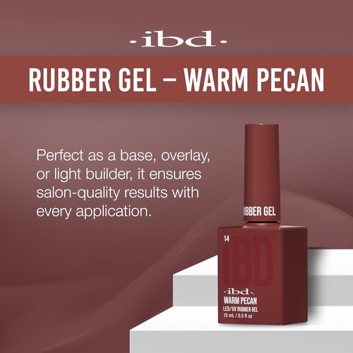 IBD Rubber Gel Polish - Warm Pecan | LED/UV Soak Off Builder Gel for Stronger Nails, 0.5 fl oz