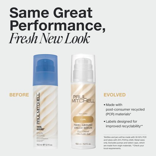 Paul Mitchell Twirl Around Cream Serum, Frizz Control, Touchable Hold, For Curly + Wavy Hair, 5.1 fl. oz