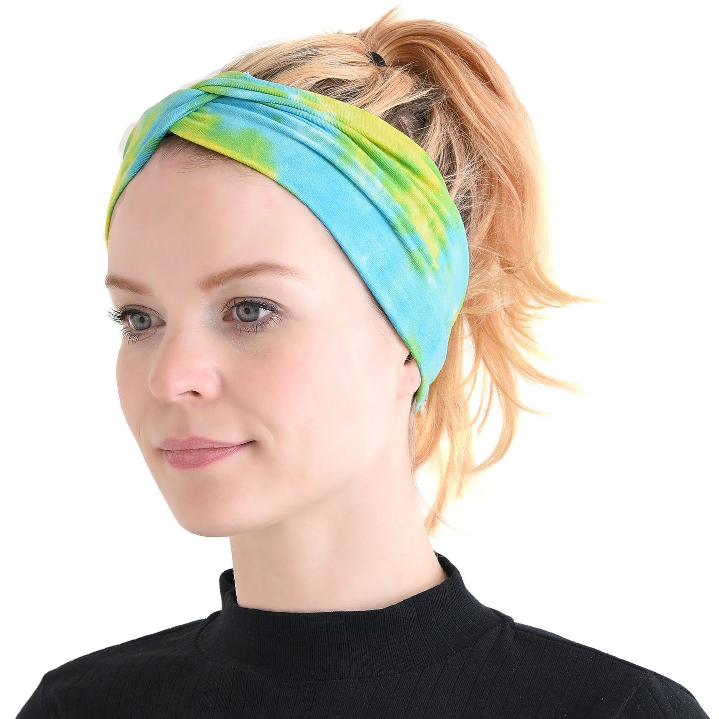 Multiuse Headband Hair Wrap for Women & Men, Casual Headwear & Wide Gym Wrap Headband Tie-Dye F