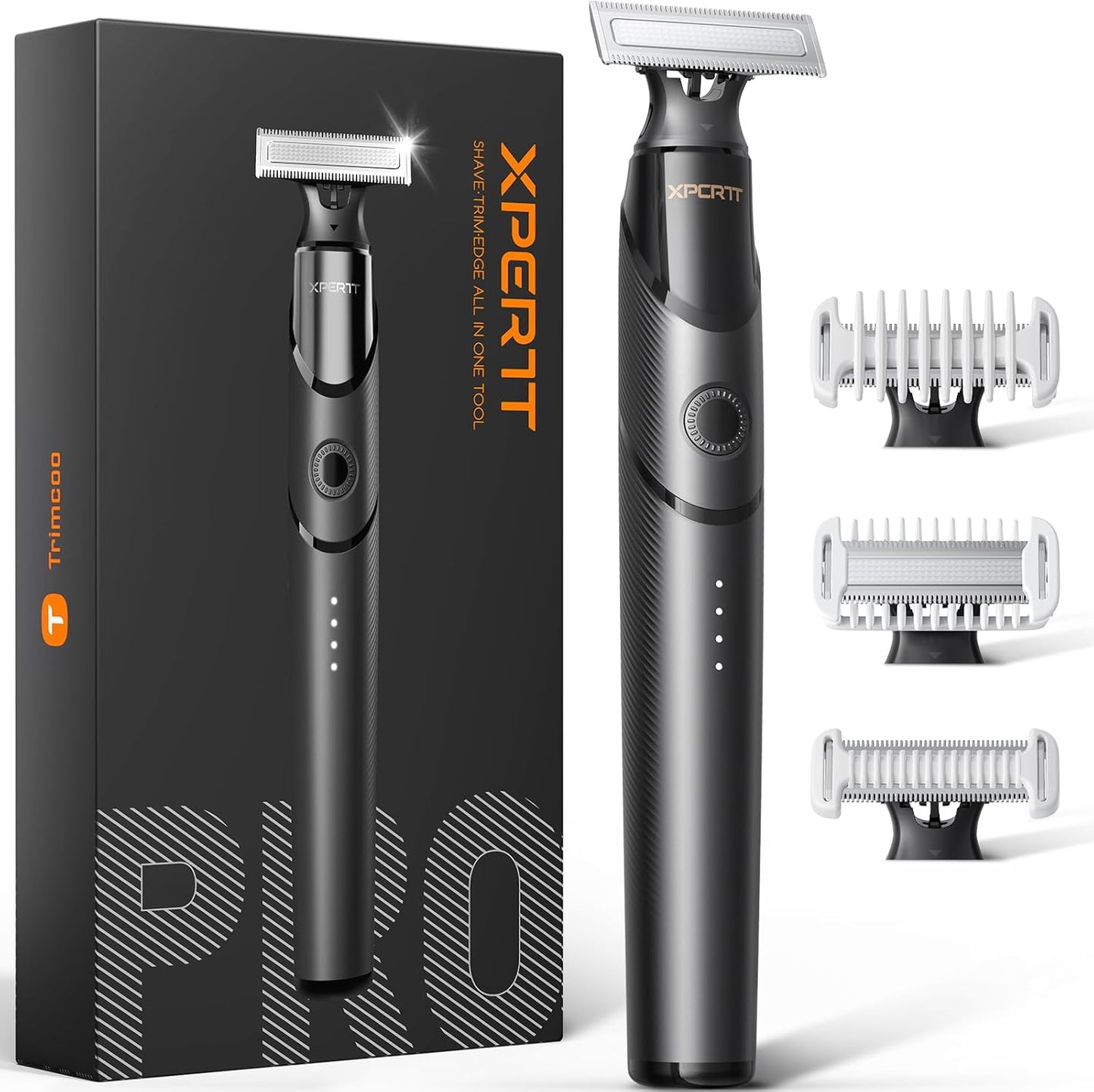 Skiennix Beard & Body Hair Trimmer - All-in-One USB-C Fast Charging, Waterproof Groomer, Black
