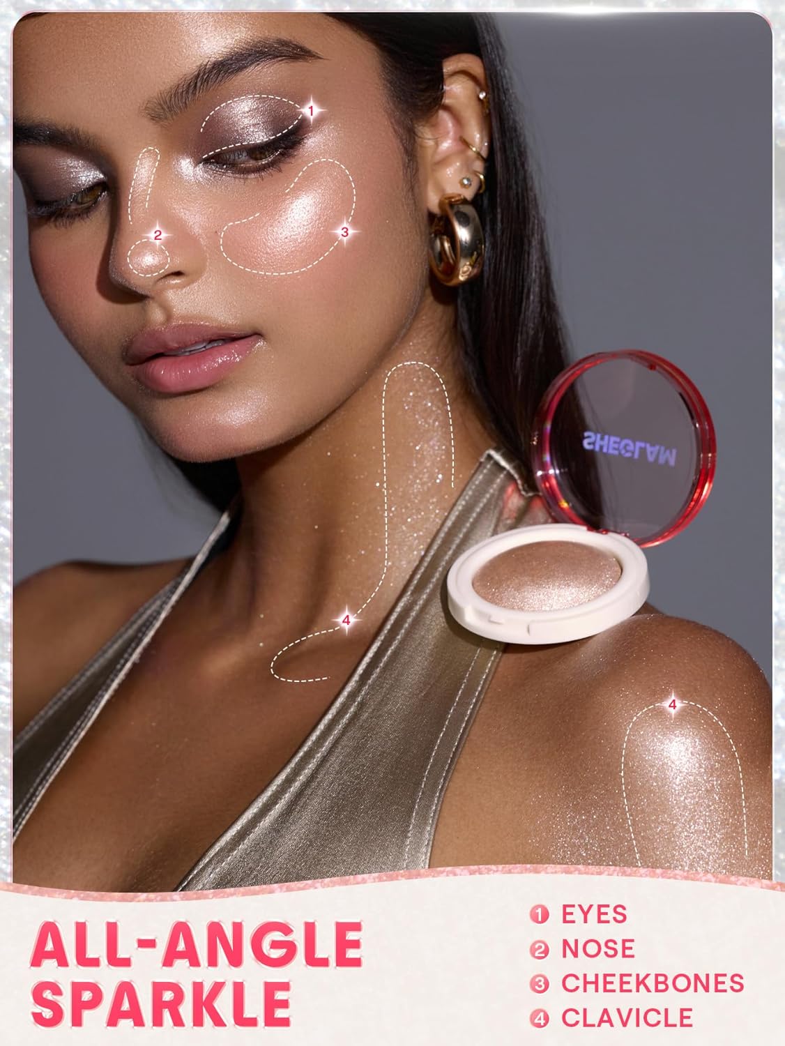 SheGlam Glowchi Bouncy Highlighter - Mochi-Like Formula for Long-Lasting Shimmer | Powdered Sugar