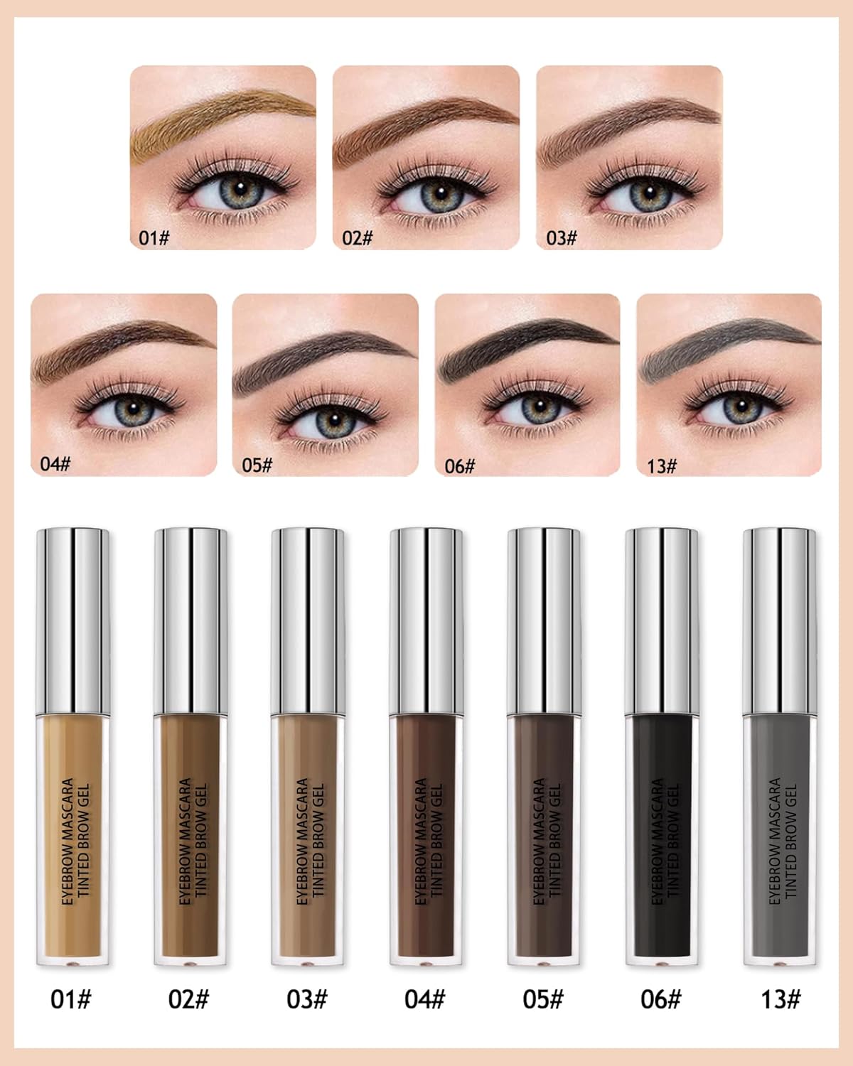 Skiennix Waterproof Tinted Brow Gel - Long-Lasting Smudgeproof Eyebrow Makeup | Blonde with Brow Razor Brush