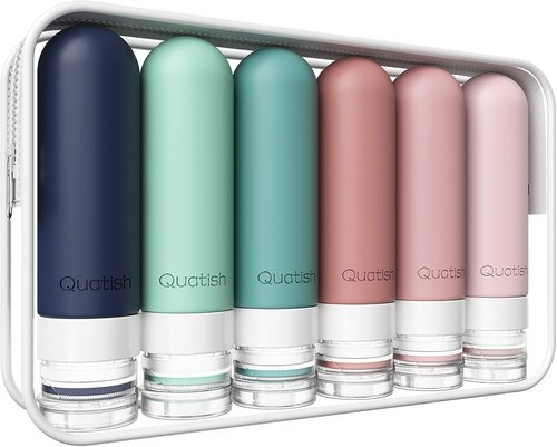 Quatish Travel Bottles - Leakproof 3 oz TSA Approved Containers | BPA Free Silicone for Toiletries (6 Pack)