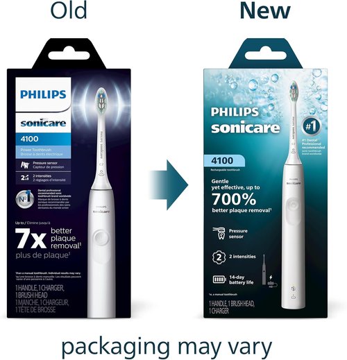 Philips Sonicare 4100 Series Electric Toothbrush - Advanced Sonic Technology, Pressure Sensor, White | Model HX3681/23