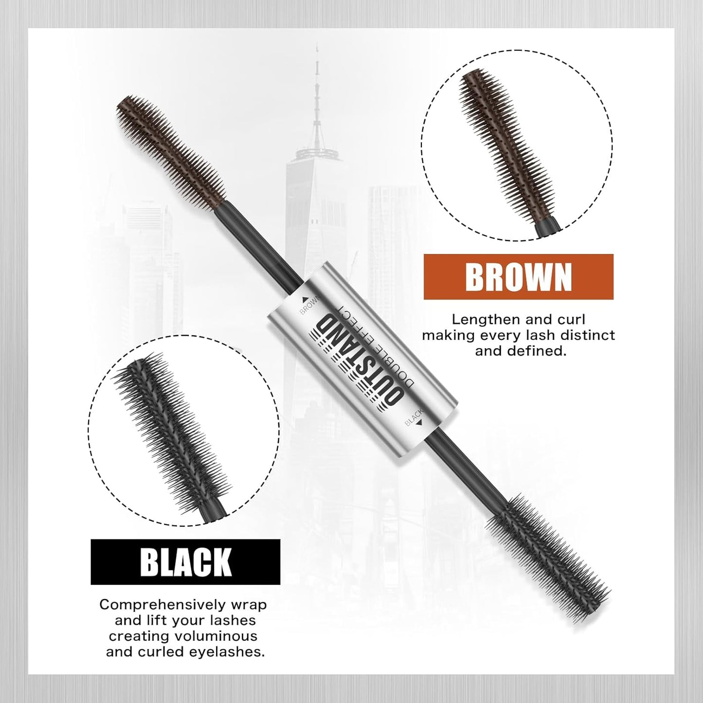 Skiennix Women's Tubing Mascara - 2-in-1 Black & Brown, Volumizing, Waterproof, Hypoallergenic
