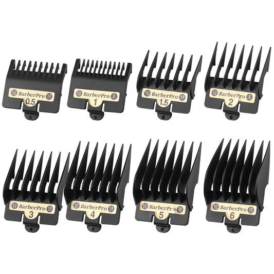 COSYONALL Clipper Replacement Guards - Compatible with BabylissPRO FX870, FX880, FX825, FX673 | 8-Pack, Black, Cutting Lengths 1/16”-3/4”