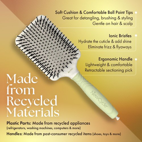 Olivia Garden NewCycle Hair Brush - Eco-Friendly Design for All Hair Types | Quick Styling & Long-Lasting Results