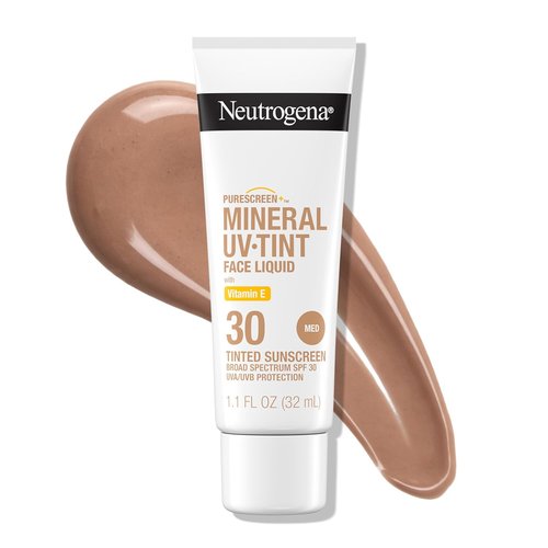 Neutrogena Purescreen+ Tinted Sunscreen - SPF 30 Mineral Formula, Water Resistant, Fragrance Free, Medium, 1.1 fl oz