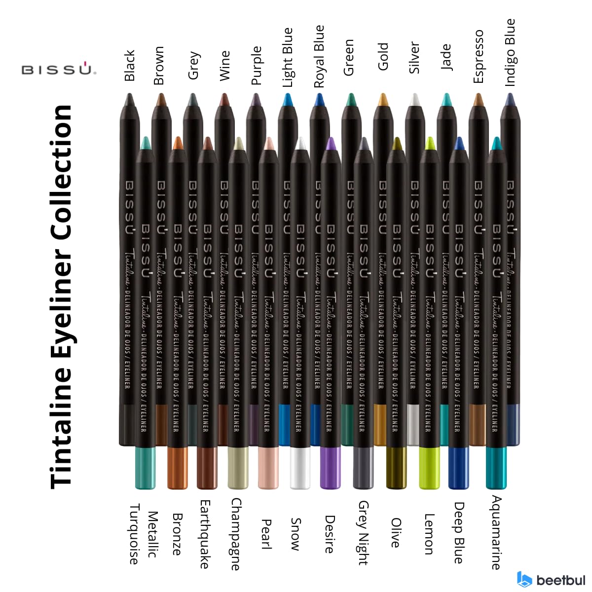 Bissú Tintaline Eyeliner - 25 Vivid Colors, High-Coverage, Long-Lasting & Smudge-Proof (Indigo Blue)