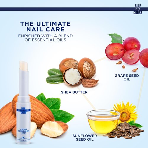 Blue Cross Cuticle Balm - Nourishing Conditioning Stick with Sunflower & Grape Seed Oil | 0.05oz Almond Scented