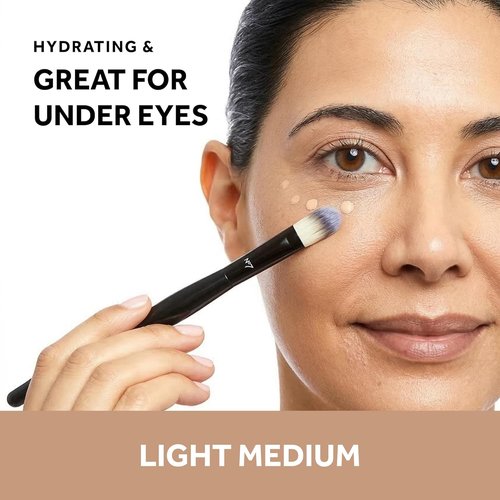 No7 Lift & Luminate Concealer Serum - Anti-Aging Liquid Makeup for Dark Circles - Light Medium (8ml)