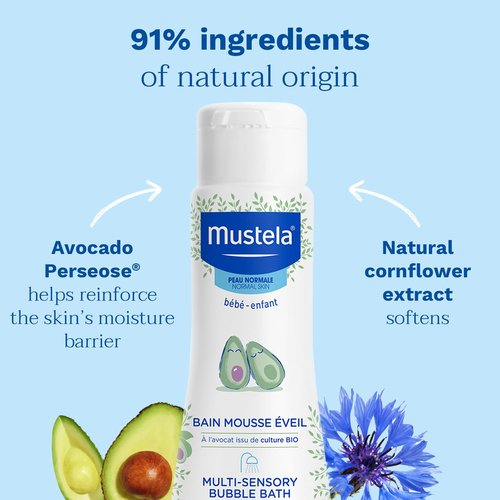 Mustela Baby Multi-Sensory Bubble Bath - Natural Avocado, Biodegradable Formula - 6.76 oz.
