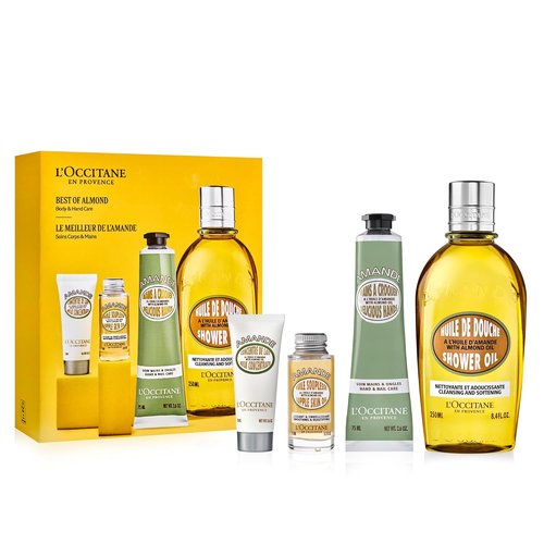 L'OCCITANE Almond Gift Set - Cleansing Shower Oil, Moisturizer & Hand Cream for Hydrated, Smooth Skin
