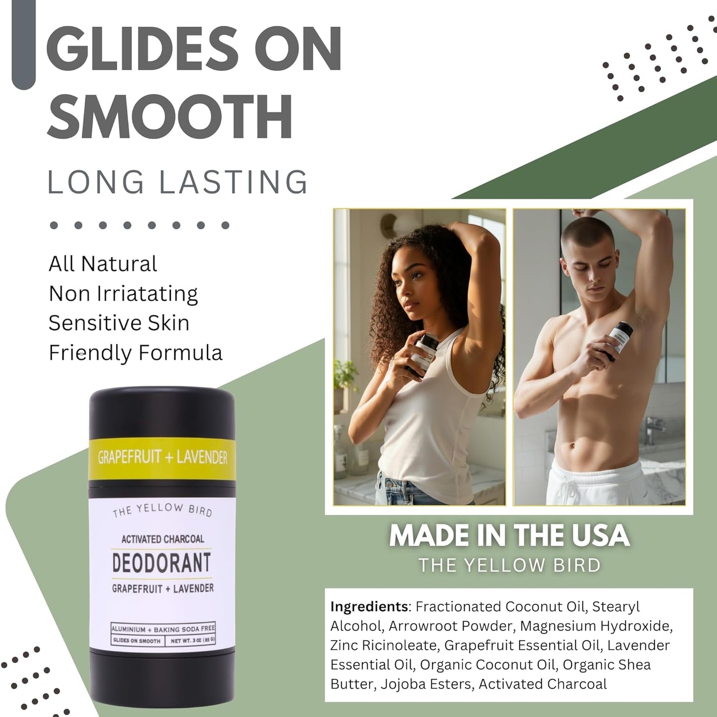 Skiennix Magnesium Deodorant - Natural, Aluminum-Free Formula for Sensitive Skin | Long-Lasting Protection with Charcoal & Essential Oils