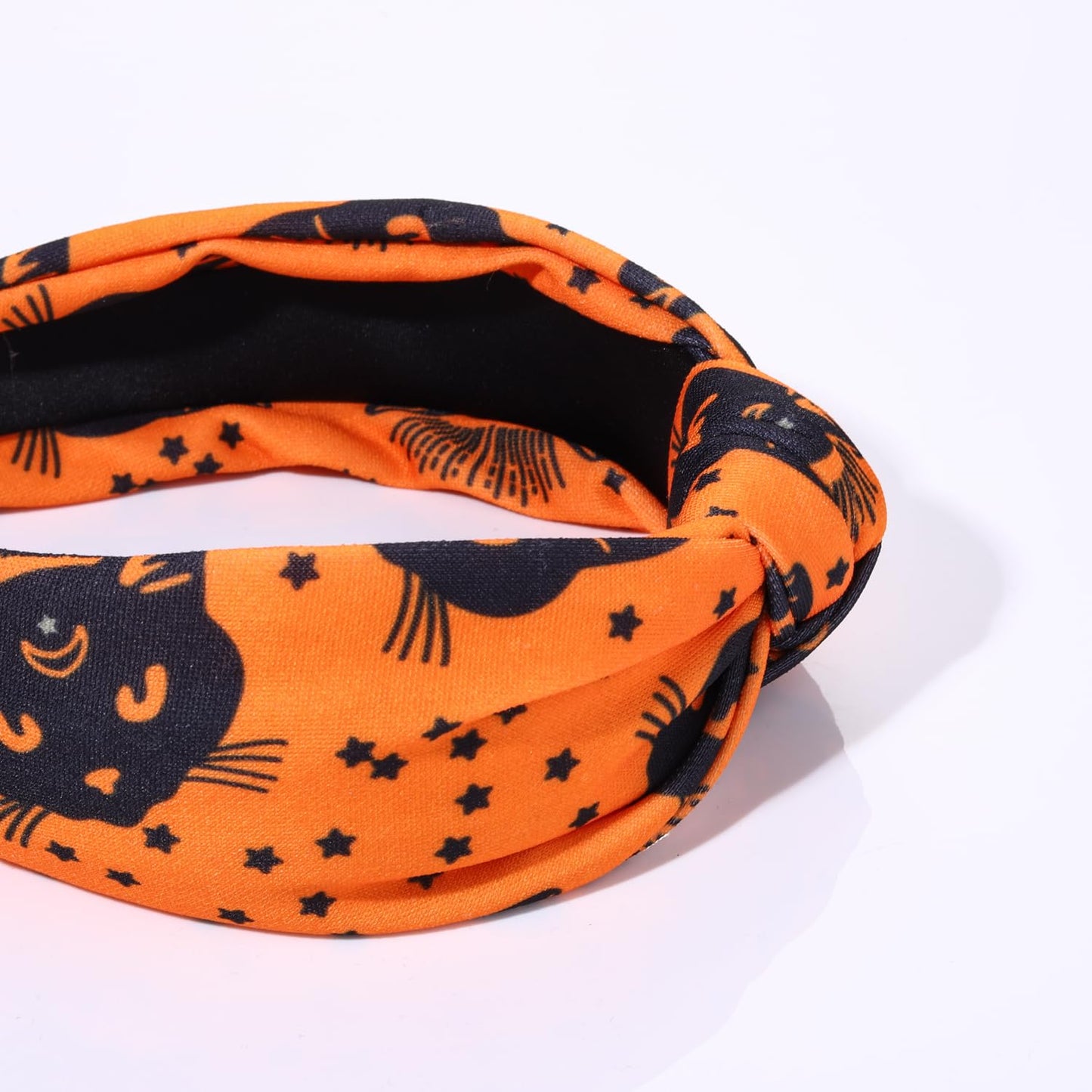 ZITULRY Halloween Knotted Headbands for Women Candy Corn Cat Blood Splatter Printed Wide Top Knot Hairband Hair Accessories Halloween Party Decoration (Cat Knot Headband237)