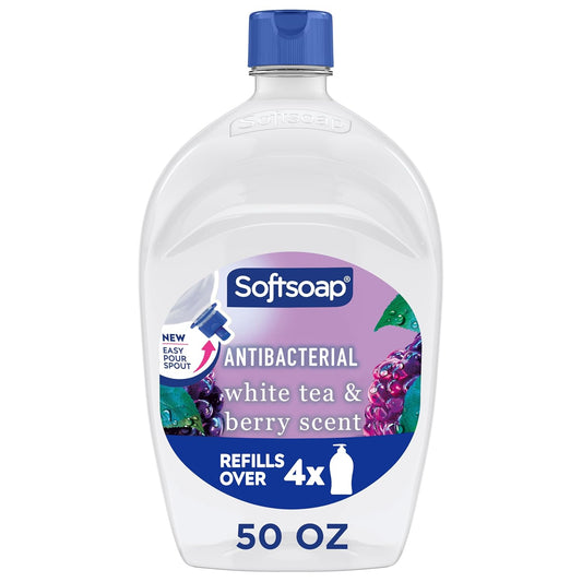 Softsoap Antibacterial Liquid Hand Soap - White Tea & Berry Scent | 50 Fl Oz Refill for Kitchen & Bathroom