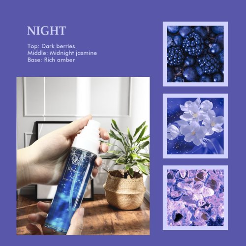 AQUA BLANCE Body Spray for Women, Fragrance Mist Gift Set, Pack of 3, Each 3.4 Fl Oz, Total 10.2 Fl Oz, Cherry Blossoms, Stars, Night