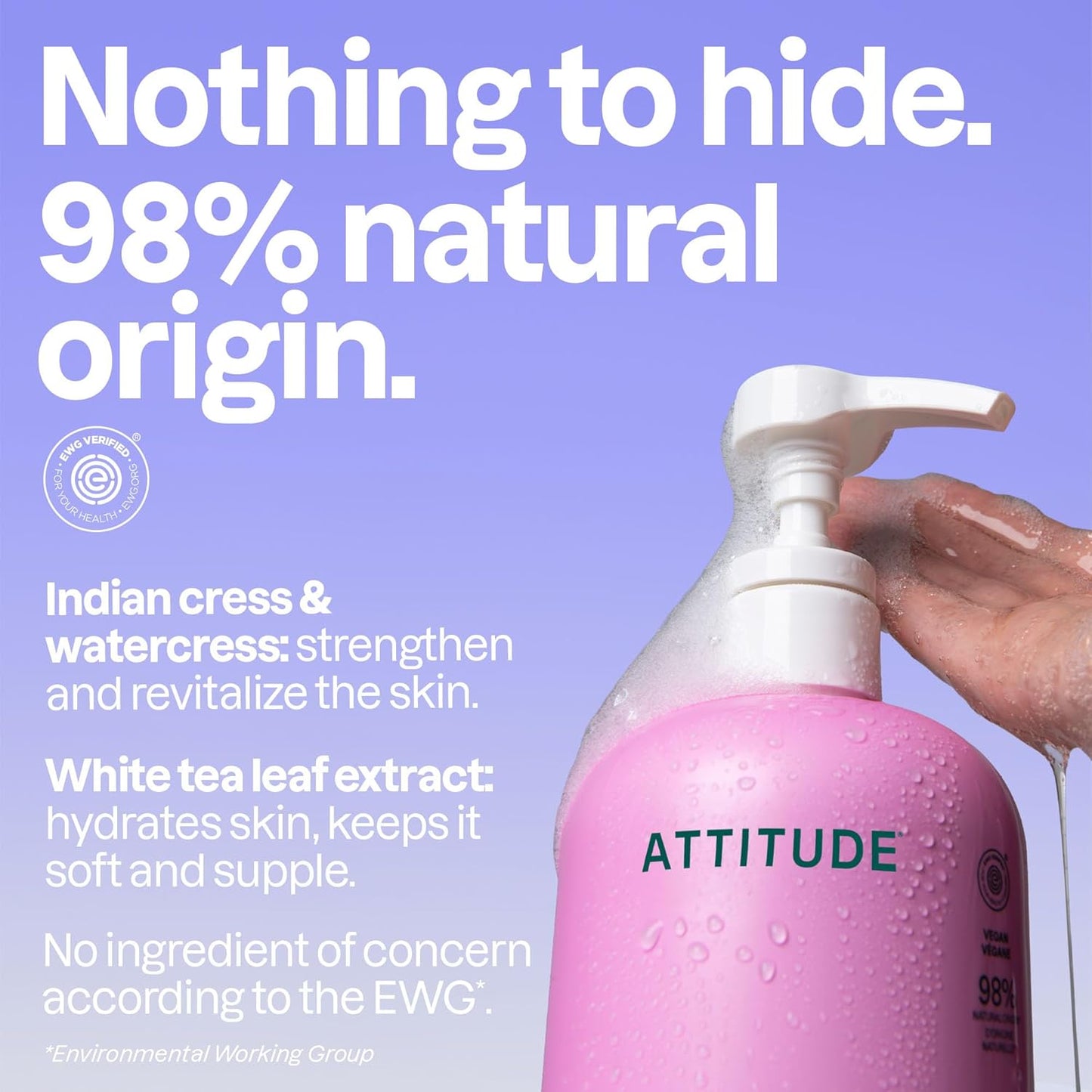 ATTITUDE Soothing Shower Gel - Vegan & Plant-Based Formula with White Tea Leaves | 32 Fl Oz