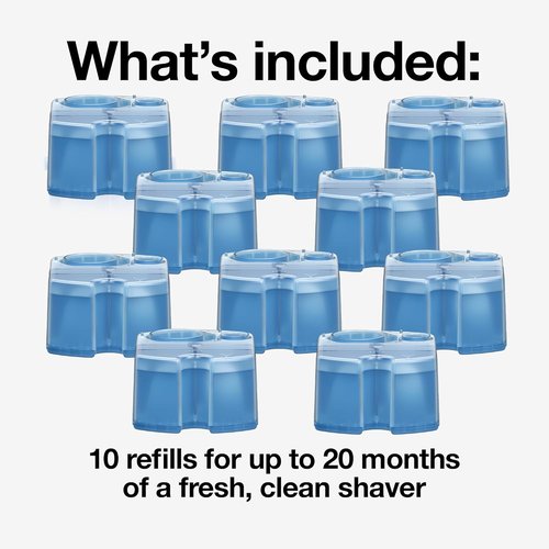 Braun Clean & Renew Refill Cartridges - Replacement Shaver Cleaner Liquid Solution, 10-Pack