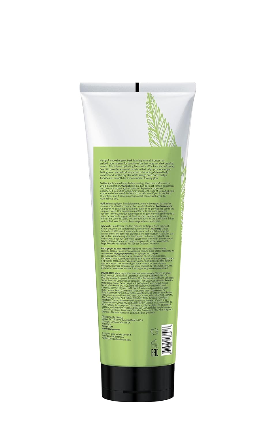 **HEMPZ Natural Bronzer - Hypoallergenic Herbal Self Tanning Lotion for Tanning Beds | 9 Fl Oz**