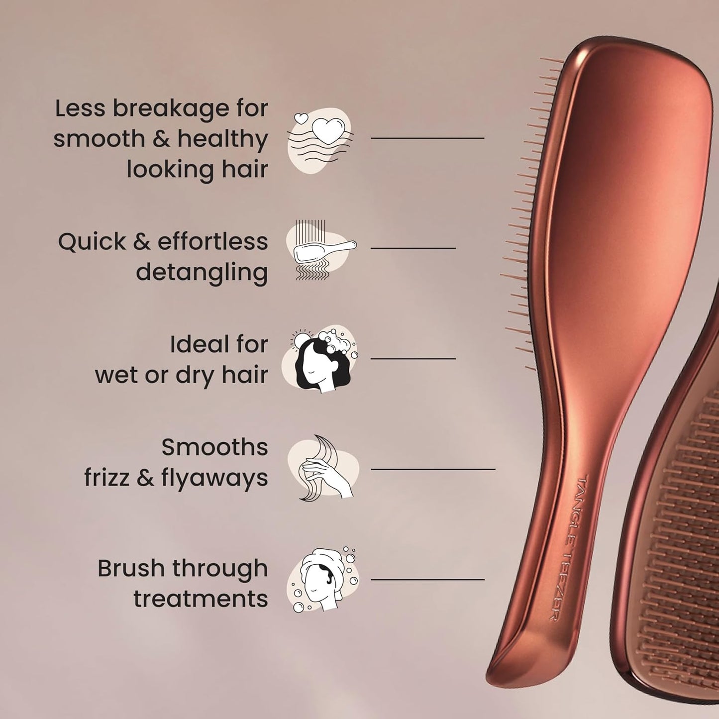 Tangle Teezer Chrome Ultimate Detangler Brush - Eliminates Knots & Reduces Breakage | Chocolate Bronze