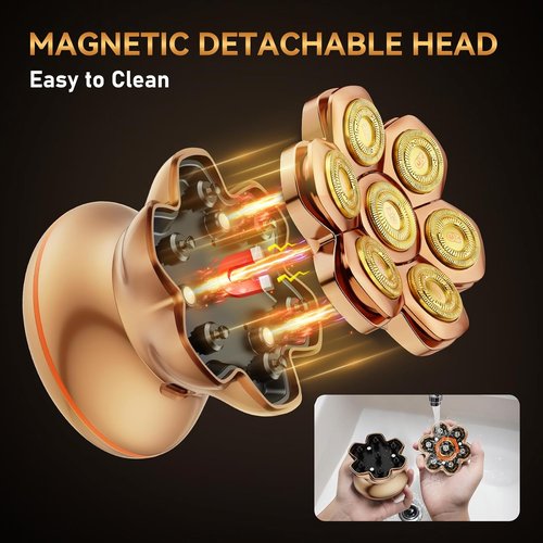 MAXGROOM® PRO 7D Electric Head Shaver for Bald Men - Flexible Blades, Long Battery Life, Waterproof Design