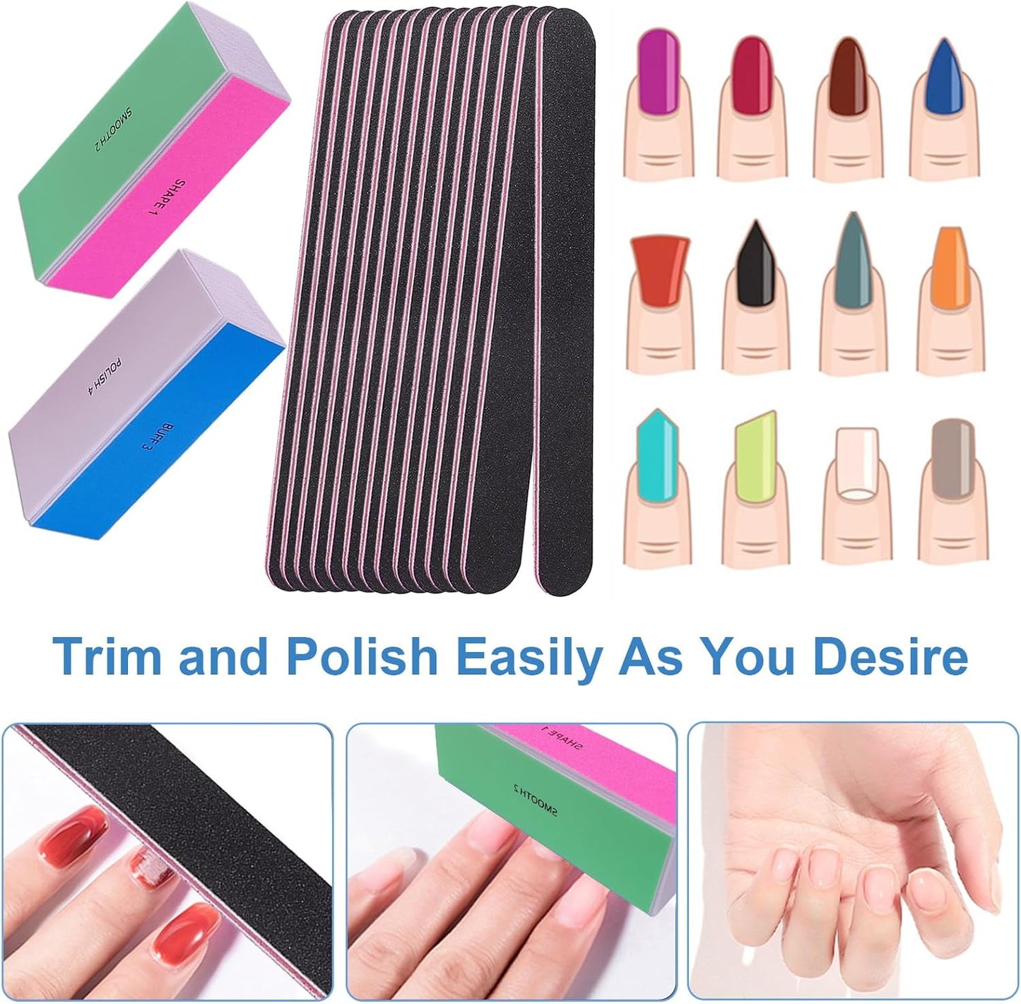 Skiennix Nail File and Buffer Set - Professional 4-Way Nail Buffers for Natural Nails | Manicure Kit