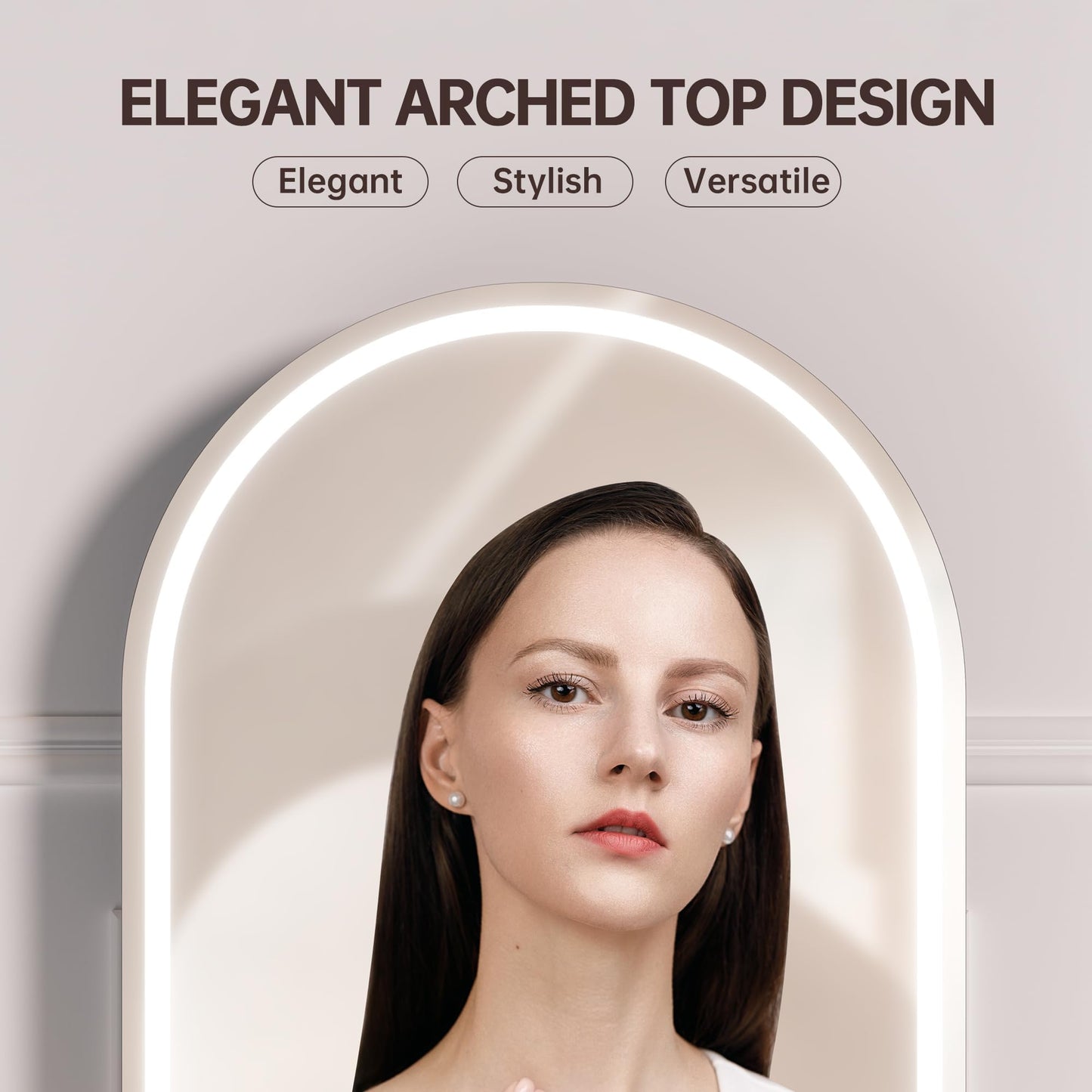 Hasipu Vanity Mirror with Lights, 12"× 14" Arched LED Makeup Mirror, Lighted Makeup Mirror with Lights, Smart Touch Control Dimmable 3 Modes Light 360°Rotation White