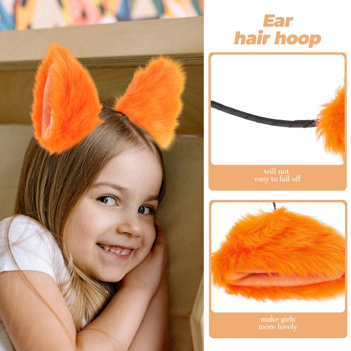 PartyKindom Headband Stuffed Hoop Hair Hairband Dress-Orange Head Cartoon Halloween Headdress Cute Women Fancy Band Girl Headwear for Ear Decoration Cat Cosplay Orange Furry Accessory