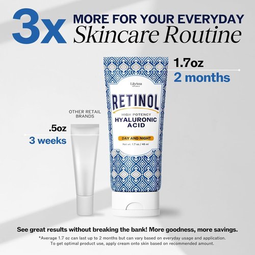 LilyAna Naturals Anti-Aging Retinol Face Cream - Firming Moisturizer with Hyaluronic Acid for Women