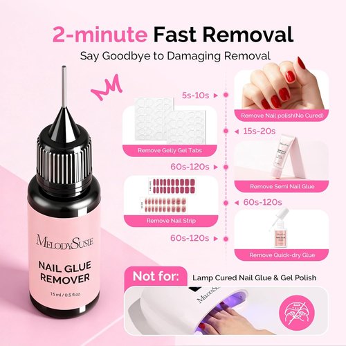 MelodySusie Nail Glue Remover - Acetone-Free Formula for Press-On Nails | 2PCS Multi-Functional Liquid