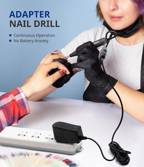 AIRSEE Portable Electric Nail Drill Machine - EFile for Acrylic Gel Nails & Manicure | Black