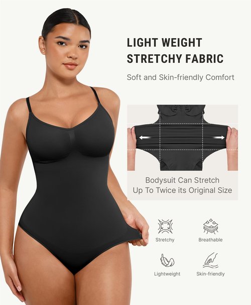 FeelinGirl Body Shaper Tummy Control Shapewear Bodysuit for Women Seamless Shaper Black M-L